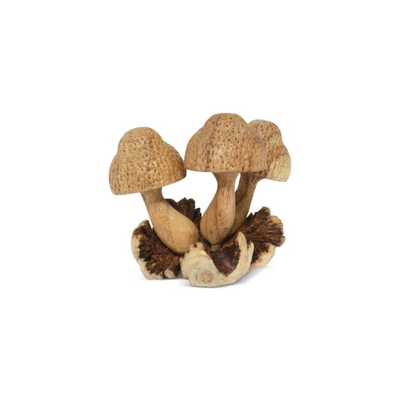 3" Mini Hand Carved Wooden Mushroom Figurine
