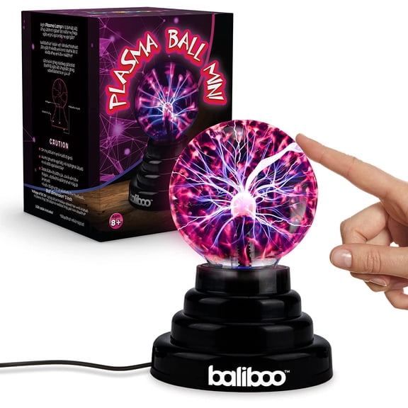 3" Mini Plasma Ball Light Touch Activated Lightning Globe USB and Battery Powered Lamp Interactive Science Static Electricity