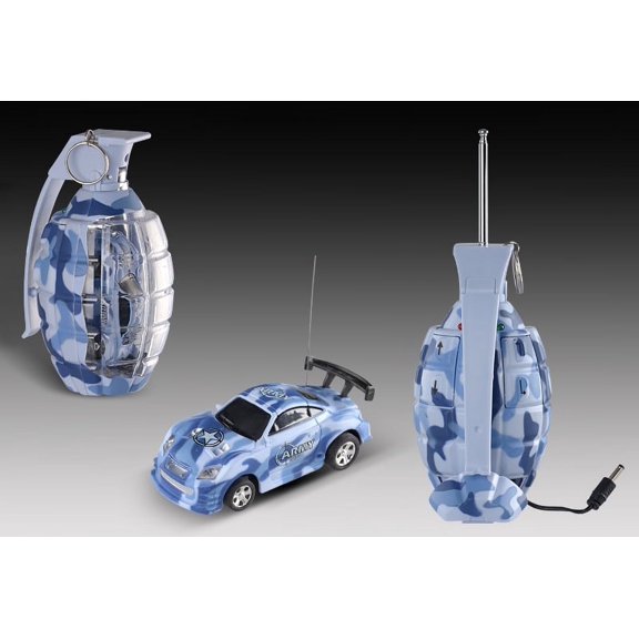3" Mini Remote Control Grenade Camouflage Car (Blue or Brown) Functional Front Lights .Grenade Case