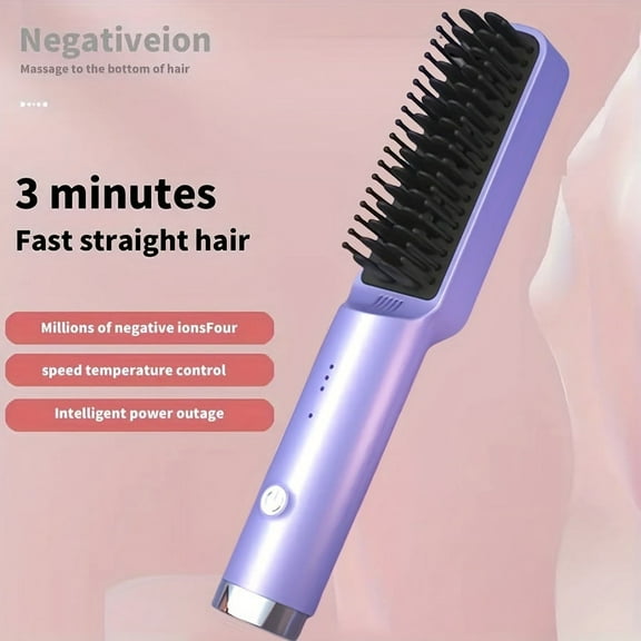 3-Minute Fast Straight Hair Comb: Ceramic Heating, 3 Temp Settings 140°C-210°C, Negative Ion, LED Display, Heat-Resistant, for Home & Travel, Gift for Women.