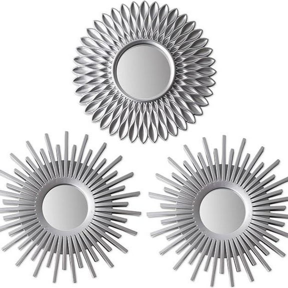 3 Mirrors for Wall Decor with Durable Plastic Frame, Round Design, Ideal for Vintage Home Decor and Gifts for Women