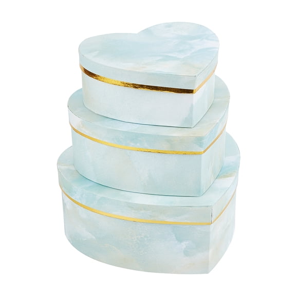 3 Mixed Size Heart-Shape Marble Cardboard Boxes Treat Favor Gift Box for Thanksgiving Valentine's Day Wedding