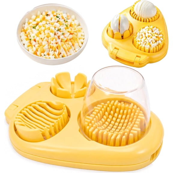 3 Modes Hard Boiled Egg Slicer Chopper, Heavy-Duty Stainless Steel Wire Egg Cutter with Collection Container, Multifunctional Slicer for Eggs & Soft Fruits, Dishwasher Safe Kitchen Meal Prep Gadget