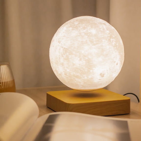 3 Modes Magnetic Levitation Moon Night Light, 3D Print Floating Bedside Lamp, Romantic Warm Atmosphere Decor Lamp for Home Indoor Use