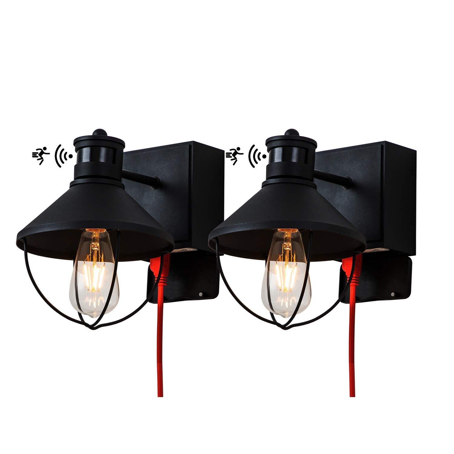3 Modes Motion Sensor Outdoor Barn Wall Light with GFCI outlet 2 PACK