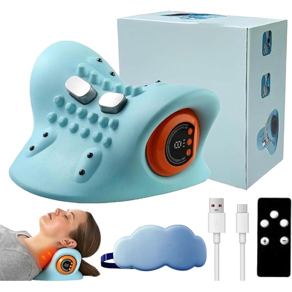 3 Modes Neck Massager with Heat - 26 Ergonomic Cervical Traction Device, Electric 4D Neck & Shoulder Massager for Relaxation (1pcs,X))
