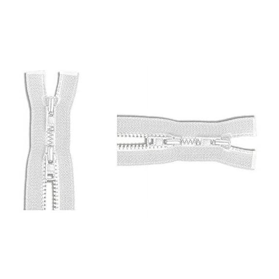 #3 Molded Vislon YKK Jacket 2-Way Lightweight Separating Zipper - Choose Your Length - Color: White - Made in The United States (1 Zipper Per Pack) (12" Inches)