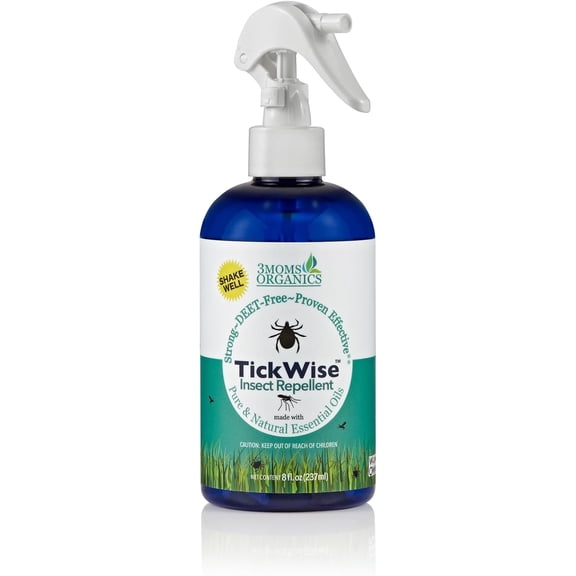 3 Moms Organics TickWise 8oz, Made with All Natural Essential Oils, DEET-Free, Tick and Insect Repellent, Plant Based Essential Oils, All Natural Ingredients Great for Adults, Kids, Dogs & Horses