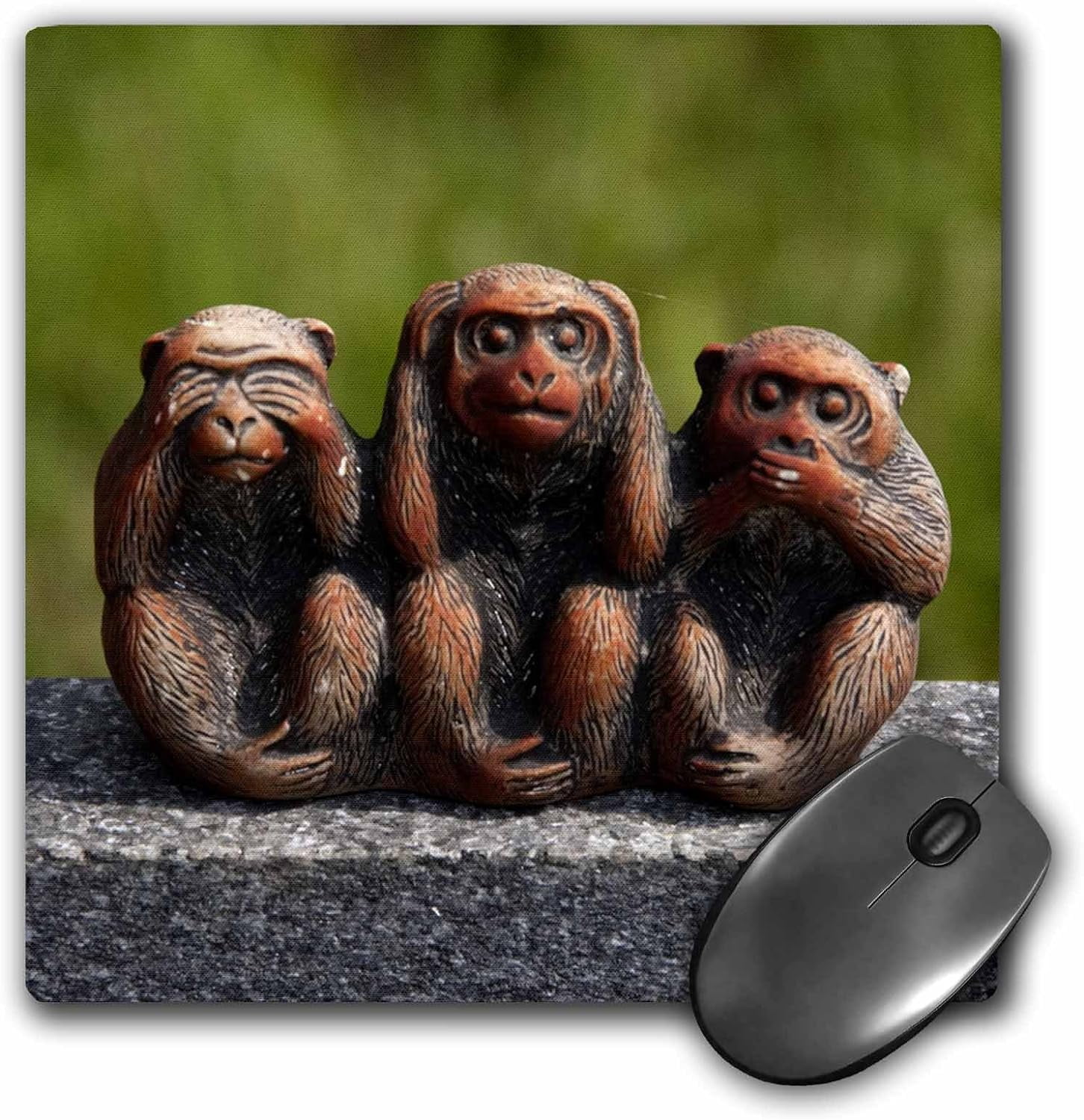 3 Monkeys, Hear, See, Speak No Evil Mouse Pad, 8" X 8" (Mp_112680_1)