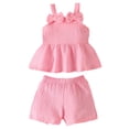 thumbnail image 1 of 3 Month Baby Girl Clothes Baby Girl Clothes Toddler Girl Summer Outfits Shirts Tops Ripped Denim Shorts Set Little Girls Clothes,Pink, 1 of 7