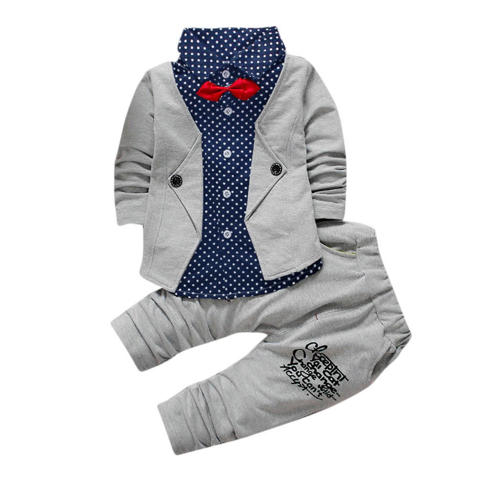 3 Month Boy Gift Kid Baby Boy Gentry Clothes Set Formal Party Christening Wedding Tuxedo Bow Suit Toddler Boys Track Set Walmart