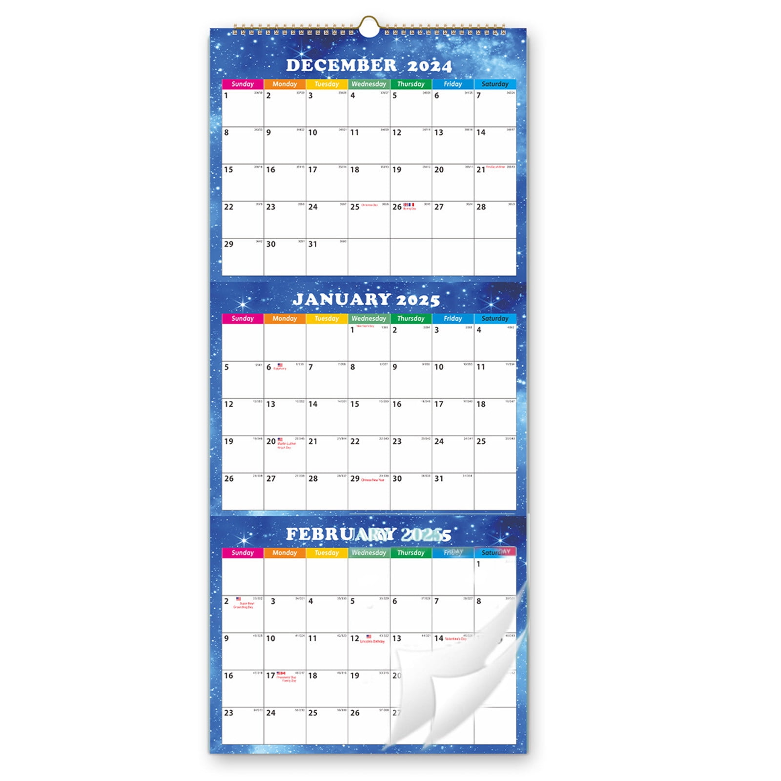 3 Month Calendar 2025 Three Month View Calendar 2025, 11x26" Open, 3