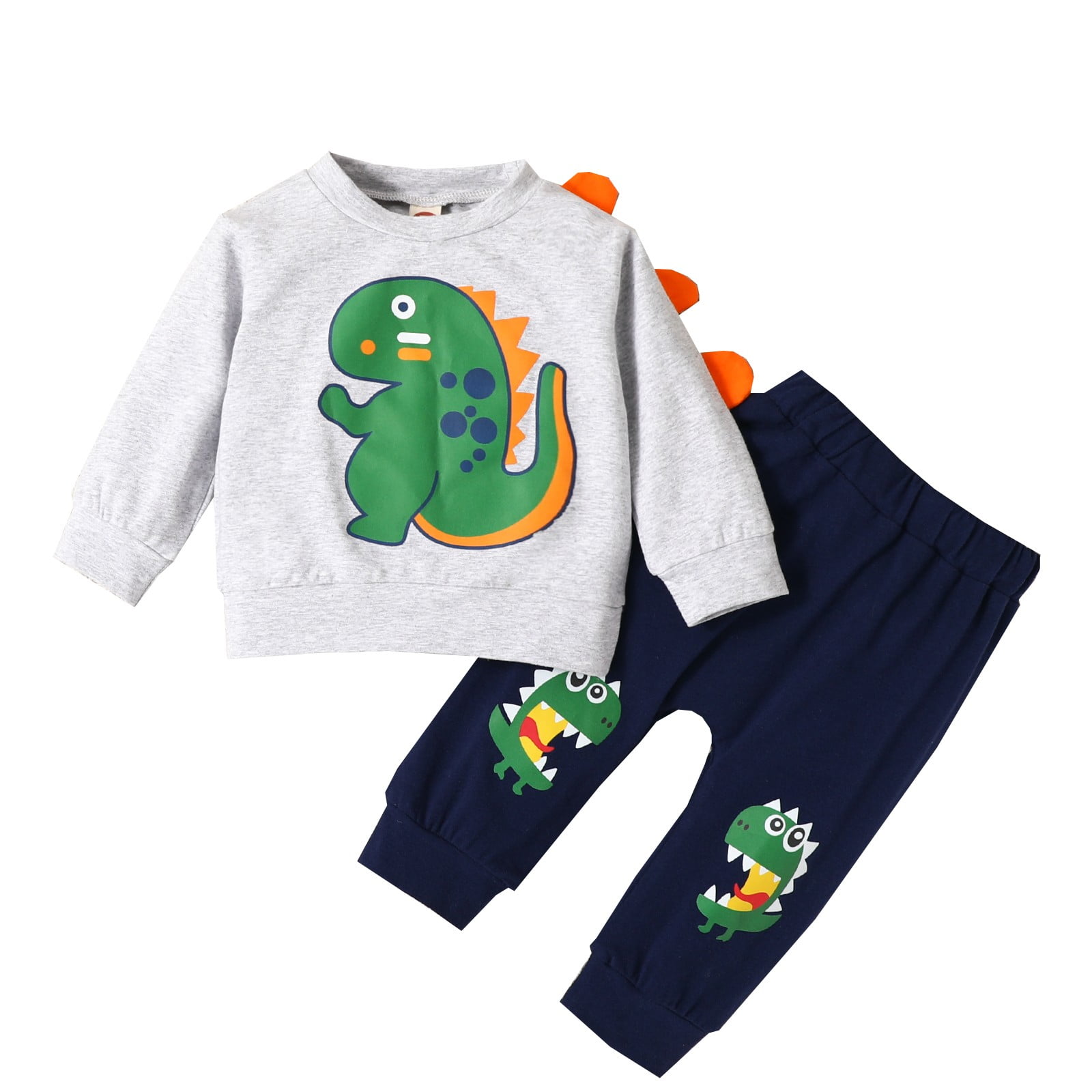 2-piece Toddler Boy Animal Print Long-sleeve Tee and Pants Set