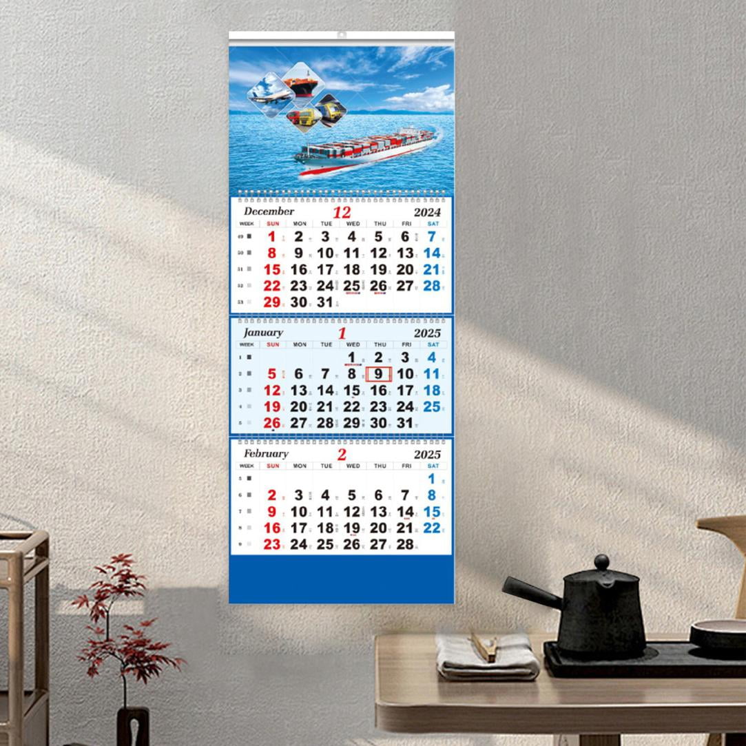 3 Month Wall Calendar 2025 Three Month View Calendar 2025, 13x32" Open