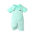 thumbnail image 1 of 3 Months Baby Boys Clothes 6 Months Boys 2PCS Summer Outfits Set Infant Boys Short Sleeve Top Overalls Shorts Set Green, 1 of 9