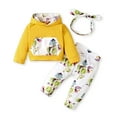 thumbnail image 1 of 3 Months Baby Girls Clothes 6 Months Girls 3PCS Fall Winter Outfits Flower Print Infant Girls Long Sleeve Hoodie Top Pants Headband Set Yellow, 1 of 8