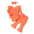thumbnail image 1 of 3 Months Baby Girls Clothes 6 Months Girls 3PCS Solid Color Outfits Set Newborn Girls Long Sleeve Top Pants Set with Headband Orange, 1 of 9