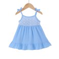 thumbnail image 1 of 3 Months Baby Girls Dress 6 Months Girls Sleeveless Dress Off-the-shoulder Infant Girls Solid Color Summer Halter Dress Blue, 1 of 8