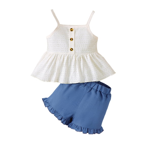 3 Months Baby Girls Outfits 6 Months Girls 2PCS Summer Short Sets Infant Girls Sleeveless Suspender Top Shorts Set White