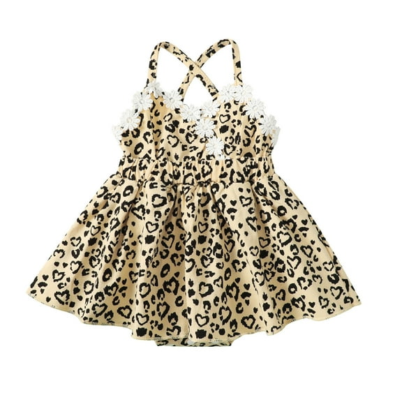 3 Months Baby Girls Romper 6 Months Girls One-piece Bodysuit Newborn Girls Suspender Leopard Bodysuit Yellow