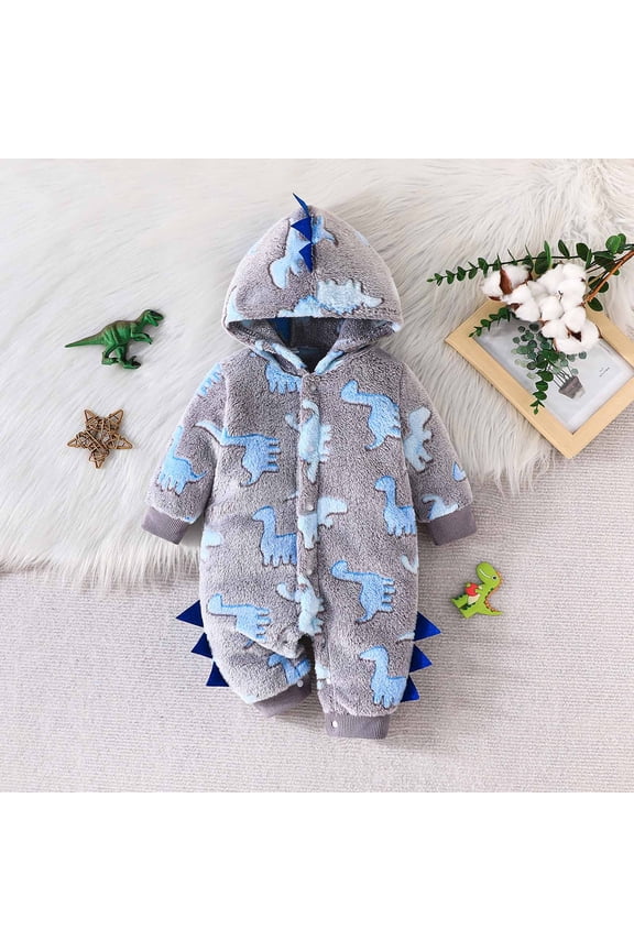 3 Months Newborn Baby Boy Girl Winter Romper Sleepers Infant Snowsuit Bodysuit Footie Fleece Romper Toddler Winter Outfits Gray