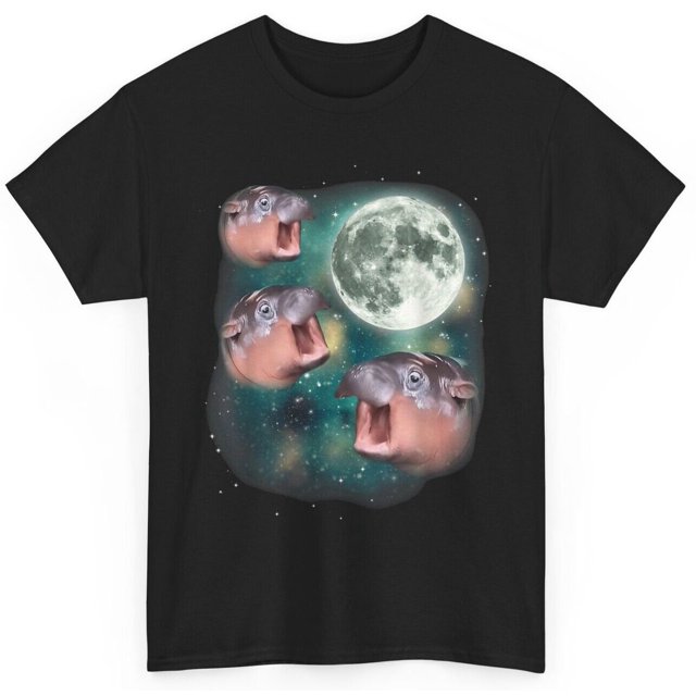 3 MoonDeng Baby Hippo Meme Funny Cute Hippopotamus Animal TShirt
