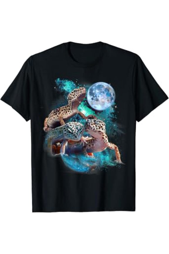 3 Moon Gecko Funny Reptile Leopard Lizard Geckos Art Novelty T-Shirt