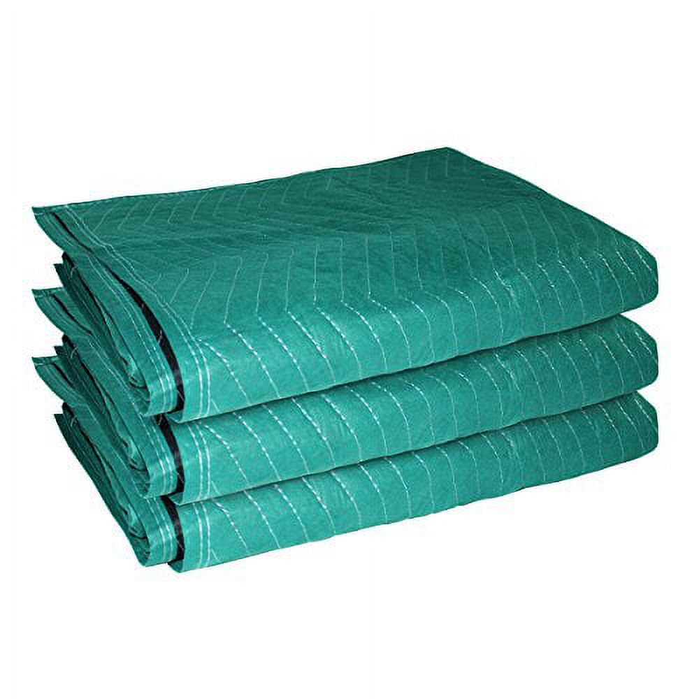 3 Moving Blankets Furniture Moving Blanket Moving Pads 72" x 80" Black on Green