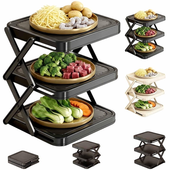3-Multi-Layer Dish & Prep Tray Storage Rack, Easy to Store, Space ...