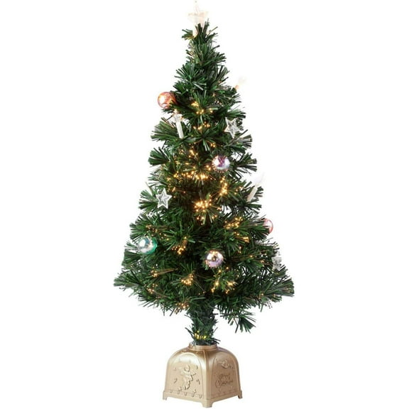 3 Musical Spinning Fiber Optic Christmas Tree, Pre-Lit and Fully Decorated Revolving Tree
