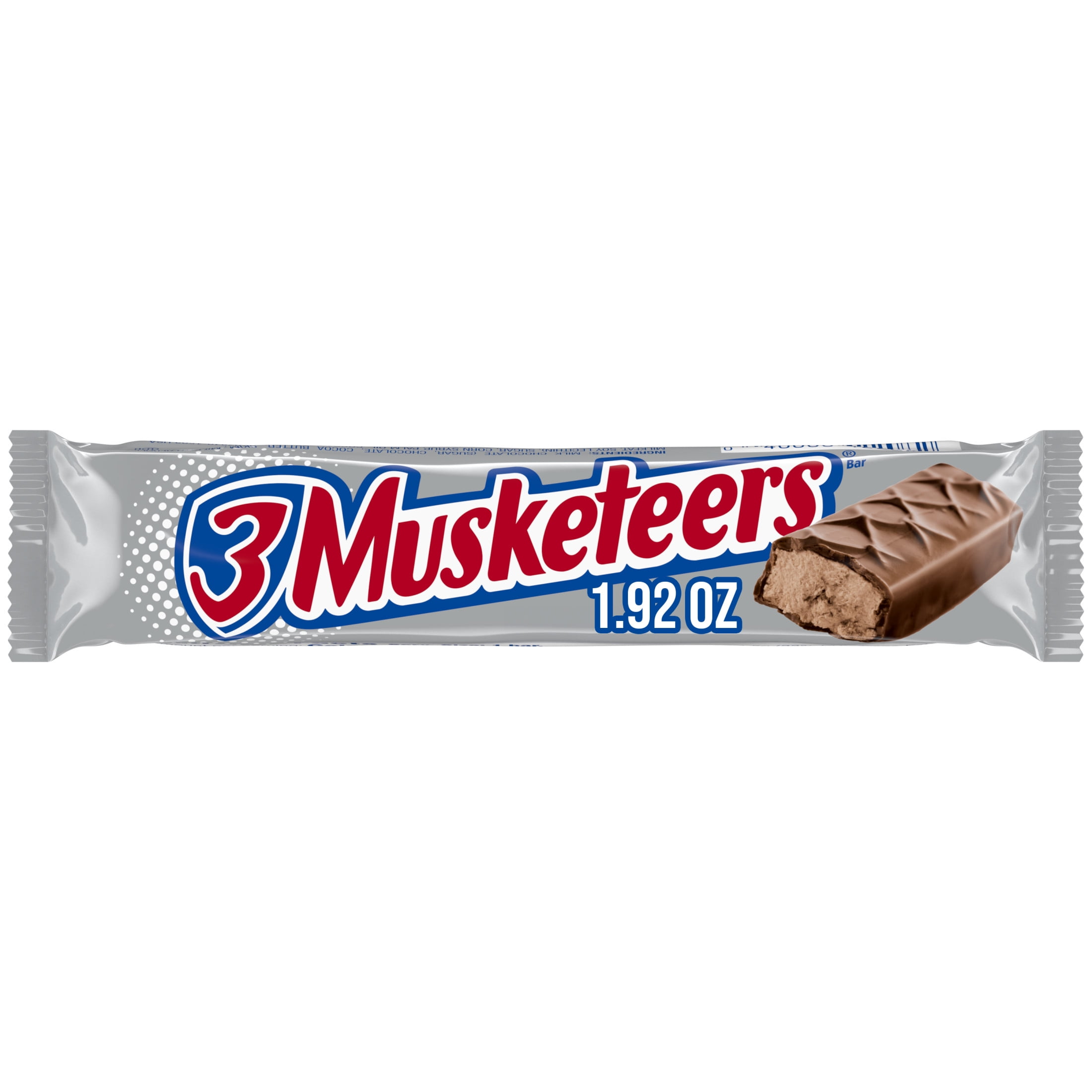 3 Musketeers Candy Milk Chocolate Bar, Full Size - 1.92 oz