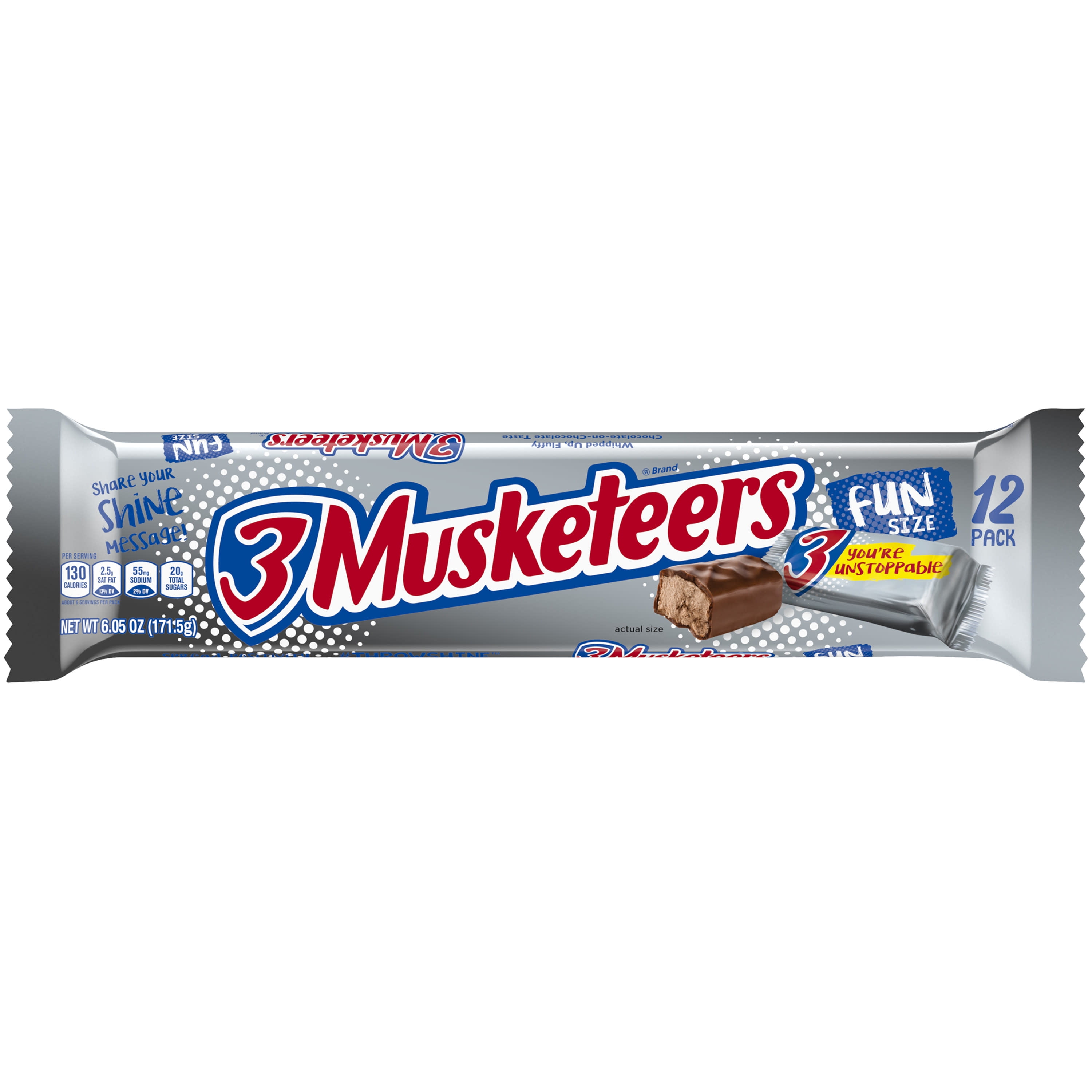 3 Musketeers Fun Size Candy Milk Chocolate Bars - 6.05 oz (Pack of 12)