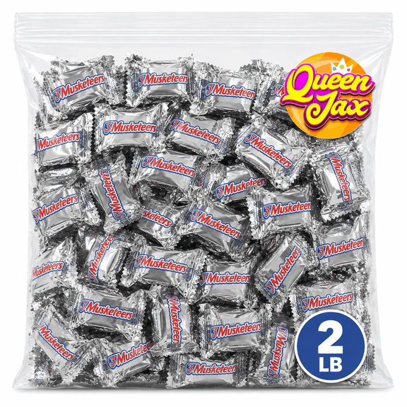 3 Musketeers Mini Bite Size Chocolate Candy Bars, 2 LB, Individually Wrapped