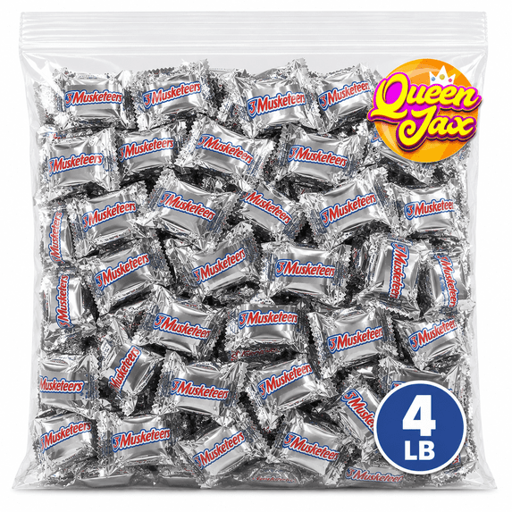 3 Musketeers Mini Bite Size Chocolate Candy Bars, 4LB Bulk, Individually Wrapped