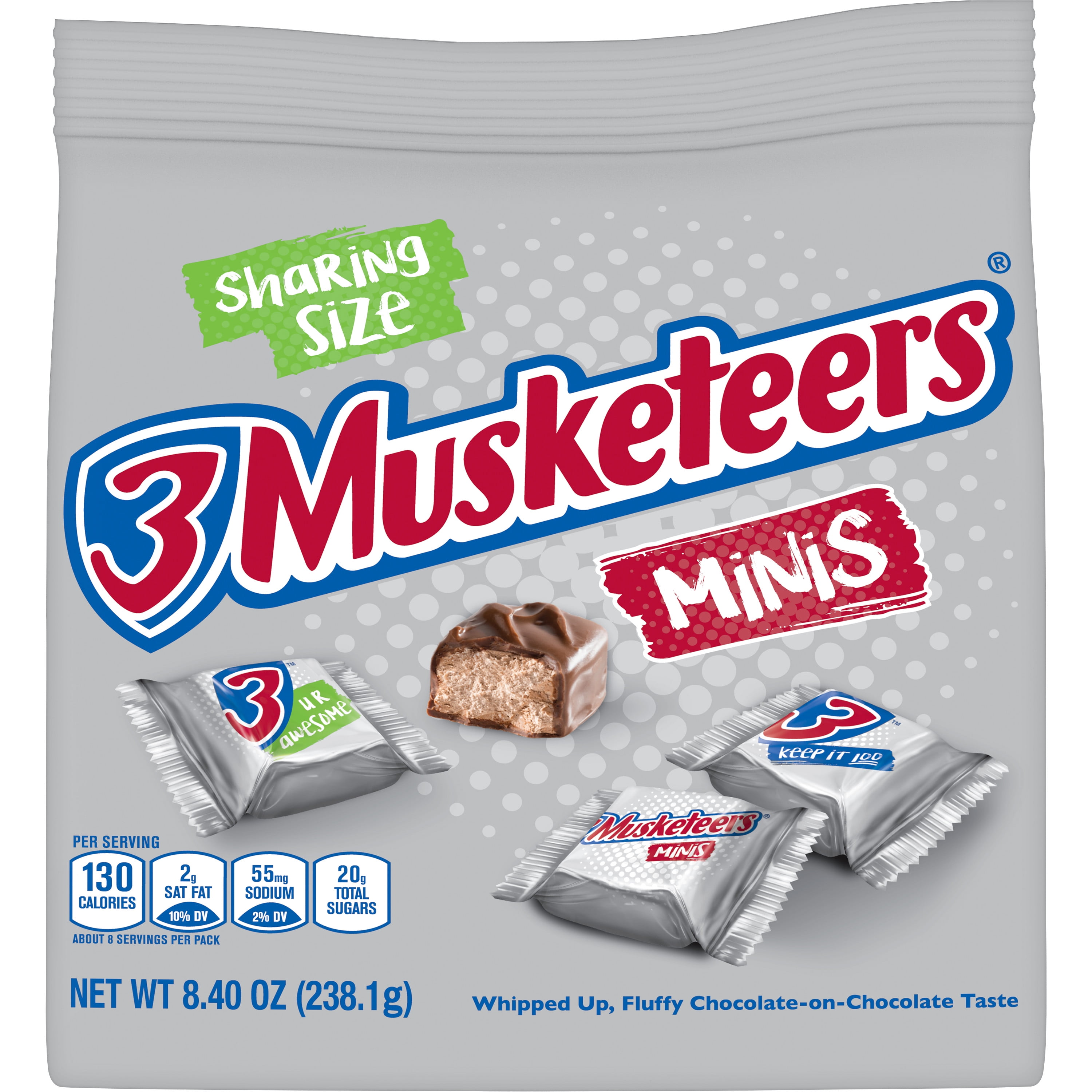 3 Musketeers Minis Size Milk Chocolate Candy Bars 8.4oz Bag