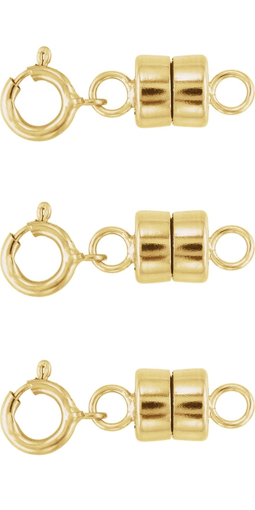 3 - NEW 14K Yellow Gold Filled Round Magnetic Clasp with Spring Ring For Necklaces, Bracelets, And Anklets.