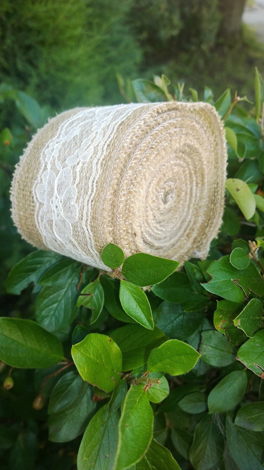 3 Natural Burlap Ribbon W 2 Ivory Lace 5 Yards Made In Usa-,