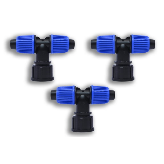 3 Netafim 3/4" Garden Hose / Faucet to Drip Irrigation Line Adapter Tee 17-18mm