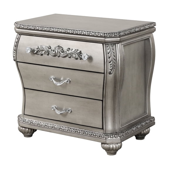 3 Nightstand In Mesmerizing Silver - Ideal For Bedroom Organization Alluring Storage