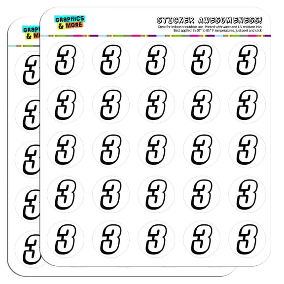 3 Number Three 1" Scrapbooking Crafting Stickers