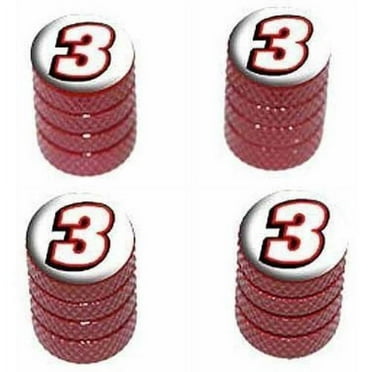 3 Number Three Tire Rim Wheel Aluminum Valve Stem Caps, Multiple Colors