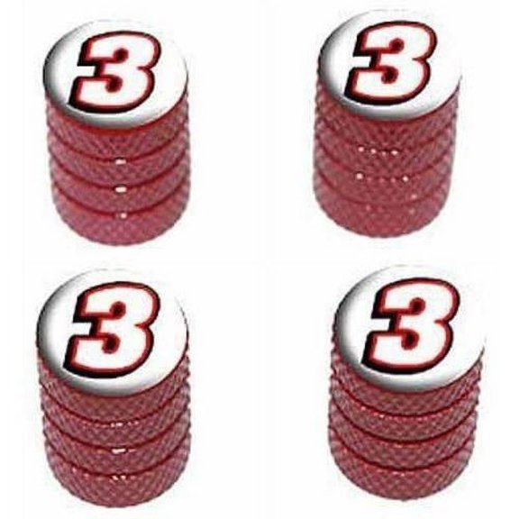 3 Number Three Tire Rim Wheel Aluminum Valve Stem Caps, Multiple Colors