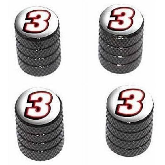 3 Number Three Tire Rim Wheel Aluminum Valve Stem Caps, Multiple Colors
