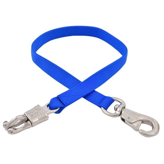 Jeffers Nylon Horse Trailer Tie, 3'L - Heavy Duty 2 Ply Webbing W/ Bull Snap & Panic Quick Release Snap, Adjustable Tie for Horses, Barn, Stable, Livestock, Training, Outdoor Use - Royal Blue