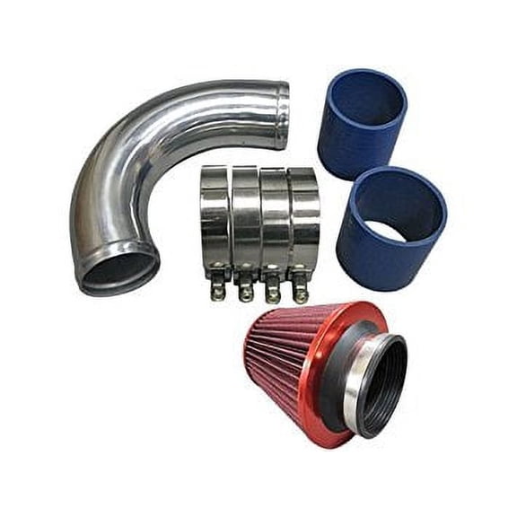 3" OD 120 Degree Aluminum Pipe Kit Blue hoses + Air Filter