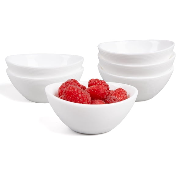 3 OZ White Dipping Bowl Set of 6, Opal Glass Small 3.5 inch Soy Sauce Dish, Mini Serving Pinch Bowls for Condiment Sushi Bread Ketchup BBQ Party