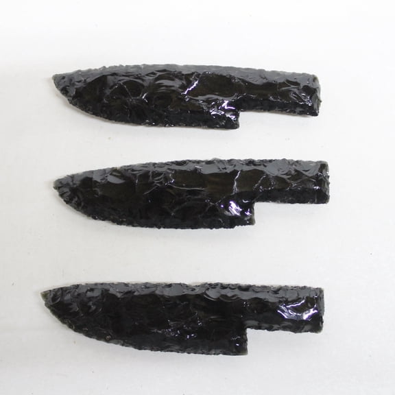 3 Obsidian Ornamental Knife Blades #1018 Mountain Man Knife