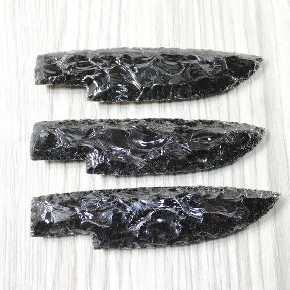 3 Obsidian Ornamental Knife Blades #8655 Mountain Man Knife