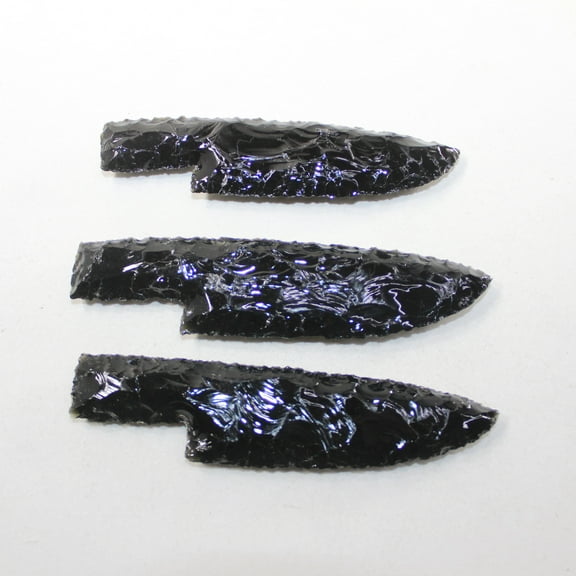 3 Obsidian Ornamental Knife Blades #8924 Mountain Man Knife