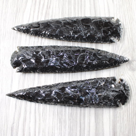 3 Obsidian Ornamental Spearheads #3754 Arrowhead